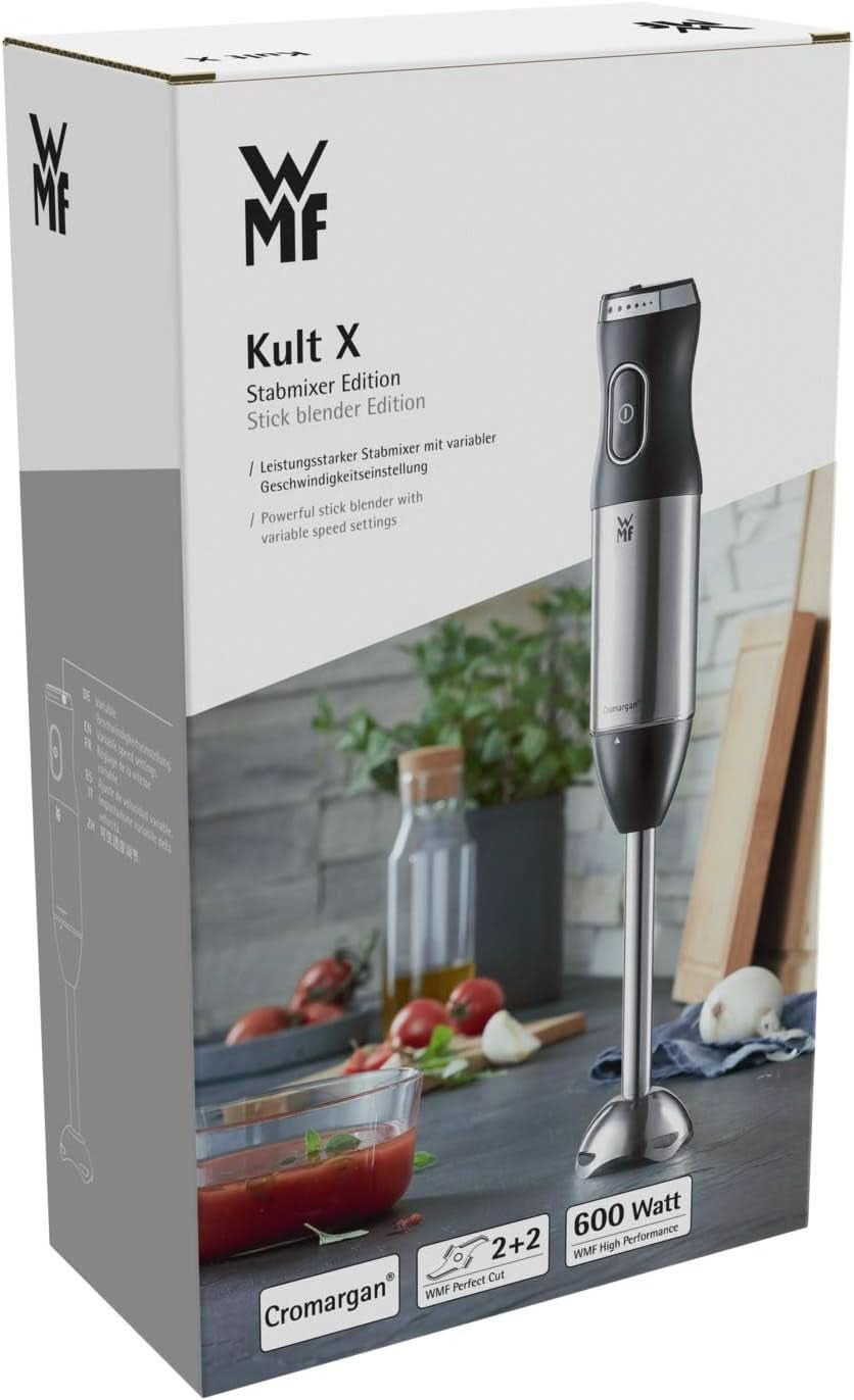 WMF Kult X Edition Stabmixer, Zauberstab 600 W, Pürierstab Edelstahl Mit Variabler Geschwindigkeitseinstellung, Purierstab Edelstahl Matt Bucatarie Naty Shop