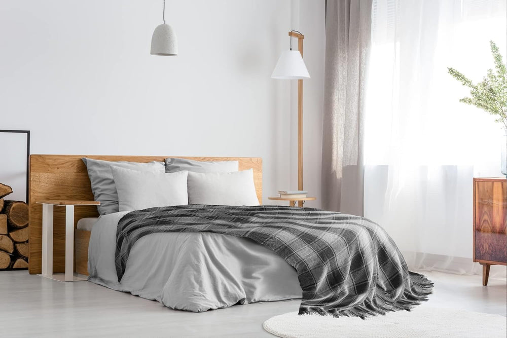 Frisco díszdoboz, Újrahasznosított pamut, Hagyományos, Kockás, Székhez, kanapéhoz, kanapéhoz, díszdobozhoz, takaróhoz, Antracit, 127 X 152 cm Ágyak és takarók Emma Barclay