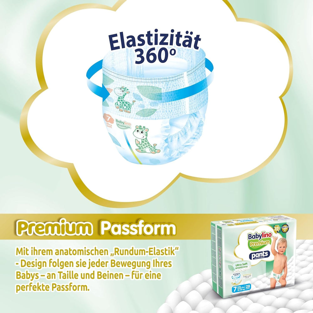 Pantaloni Premium, mărimea 7, cu filtru ultra-moale, XL Plus (15-25 kg), 28 bucăți