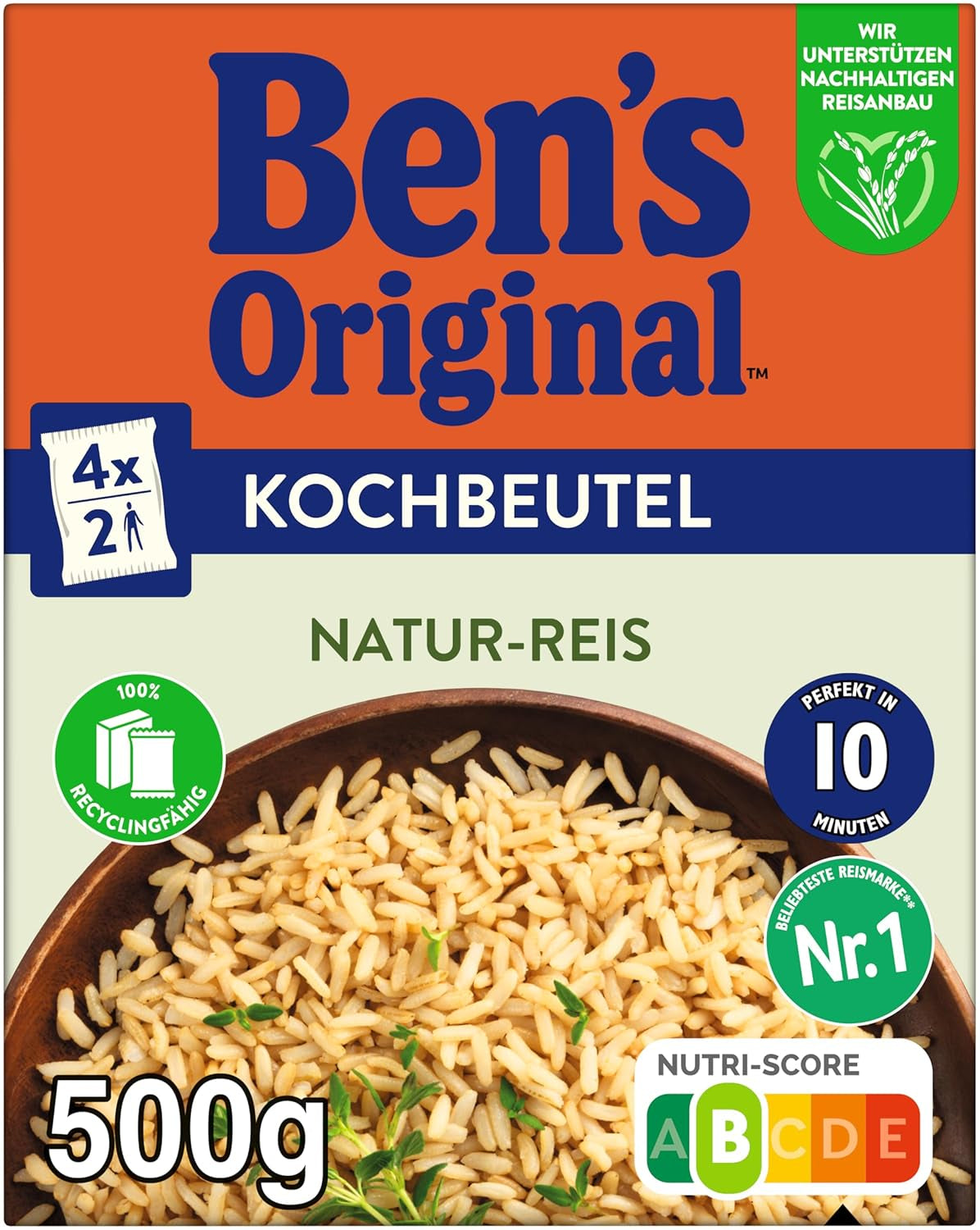 BEN'S ORIGINAL™ natúr rizs tasakban, 9 x 500 g
