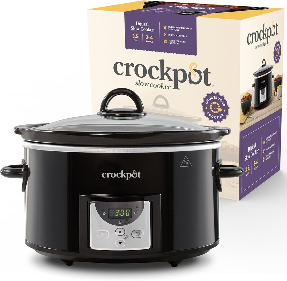 Slow cooker digital Crockpot, 3,5 L (3 până la 4 persoane), CSC113X Slow Cooker Naty Shop Negru 3.5 litri