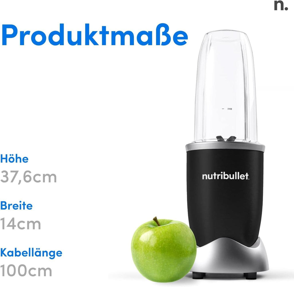 Nutribullet Pro, 900 Watt Leistung, Einfach Und Schnell in Der Anwendung, Kompakt, Leicht Zu Reinigen, Mit 700 Ml Becher, Smoothiemixer, Smoothie Maker, Elektrischer Mixer, NB904B, Schwarz Mama si Copilul Naty Shop