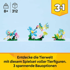 LEGO Creator 3in1 Wild Animals: Colourful Hummingbird - Bird Toy Transforms into a Butterfly or Fish Figure - DIY Room Decor Idea - Creative Gift for 8+ Year Old Girls & Boys - 31384