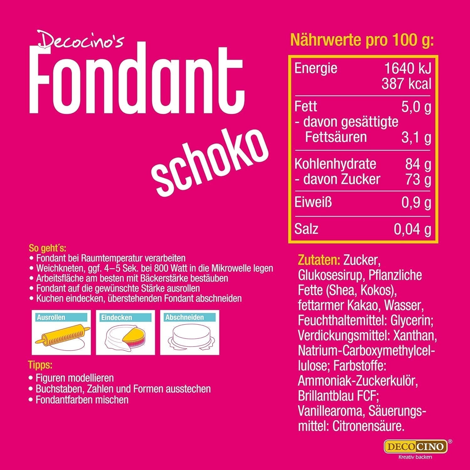 DECOCINO Fondant Schoko – 250 G – Ideális Verzieren Von Kuchen, Torten, Cupcakes számára – Palmölfrei & Vegán mázak és Decor Naty Shop