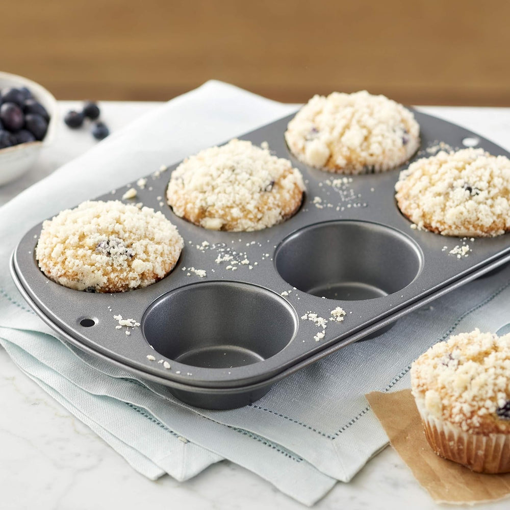 Wilton 445291 445291 Jumbo muffin tepsi, tapadásmentes bevonat, 6 lyuk, 4,5 x 22,2 x 34,2 cm, acél Sütőformák és tálcák Naty Shop