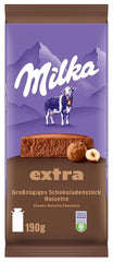 Milka Extra Noisette – alpesi tejcsokoládé finom, krémes mogyorós töltelékkel – 15 x 190 g
