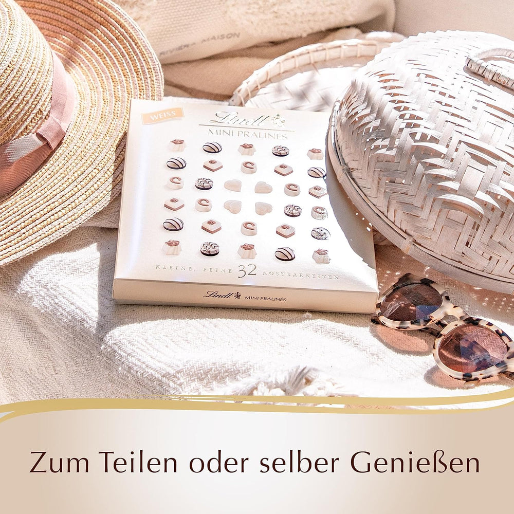 Csokoládé - ​​Mini fehér praliné | 90 g | Doboz 18 pralinéval 6 finom választékban | Ajándék csokoládé | Csokoládé ajándék (3 db-os csomag)