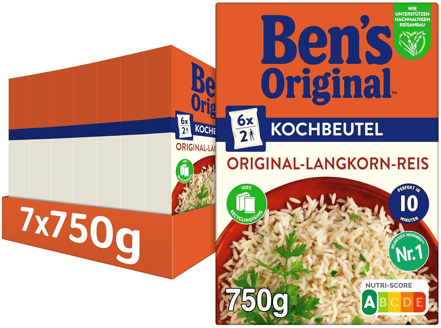 BEN'S ORIGINAL™ hosszú szemű rizs, zacskóban főzve, 10 perc, 6 x 1 kg