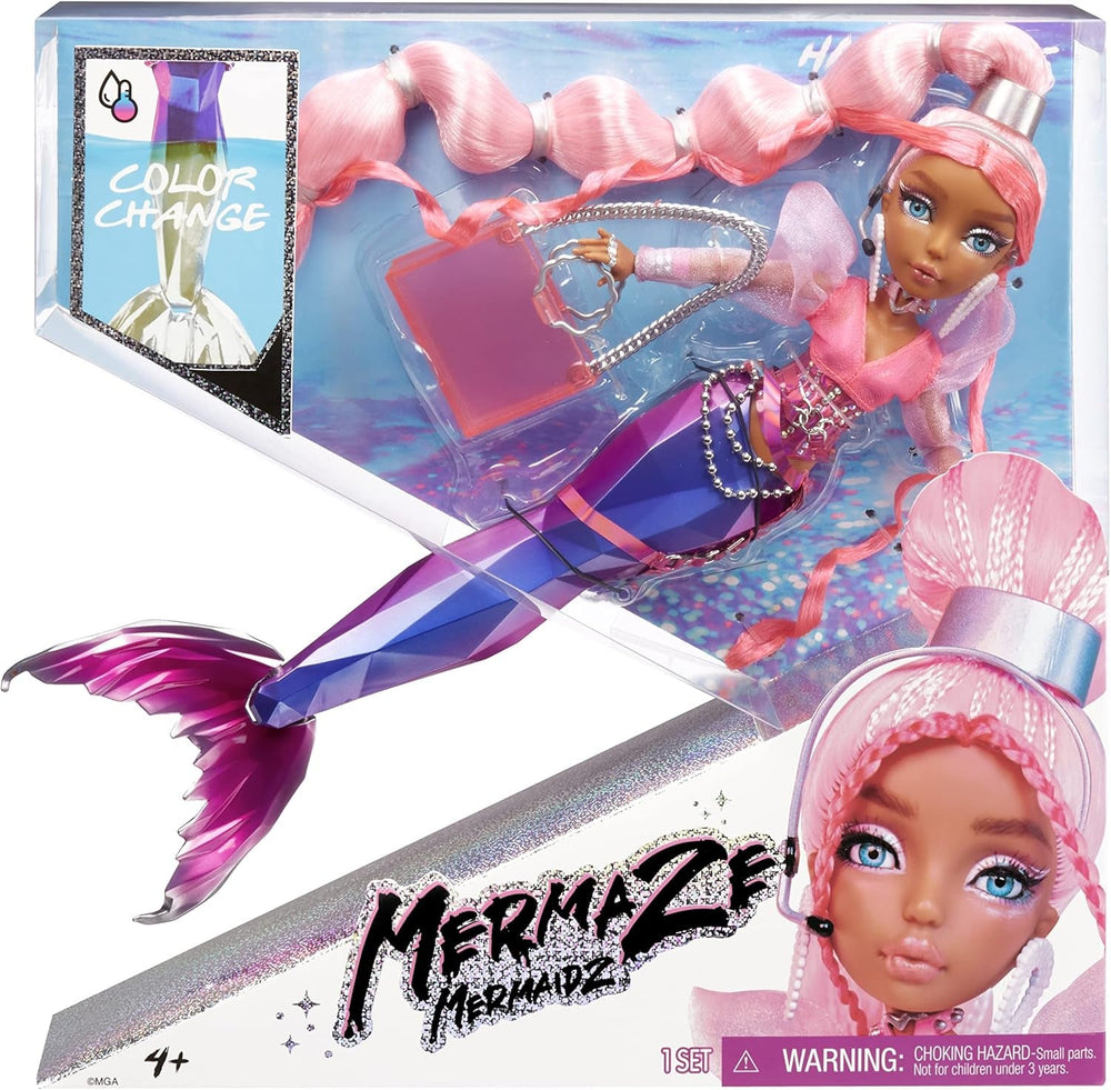 MGA Entertainment Mermaidz – JORDIE – Meerjungfrauen Puppe mit Farbwechsel & Schwarz-Blonde Haar – Inklusive Outfit & Zubehör – Voll beweglich – Zum Sammeln – Für Kinder ab 4 Jahren 580836
