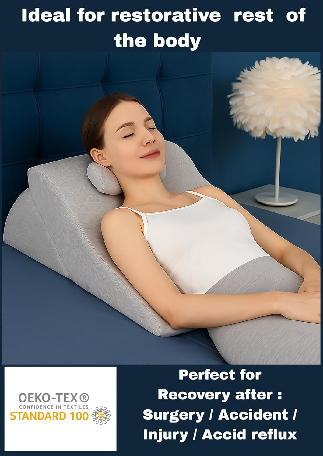 Pernă de citit – pernă pentru spate, tetieră reglabilă, spumă cu memorie, husă detașabilă, respirabilă și antiderapantă, mâner triunghiular pentru spate, gât și picioare – 60 x 50 x 30 cm