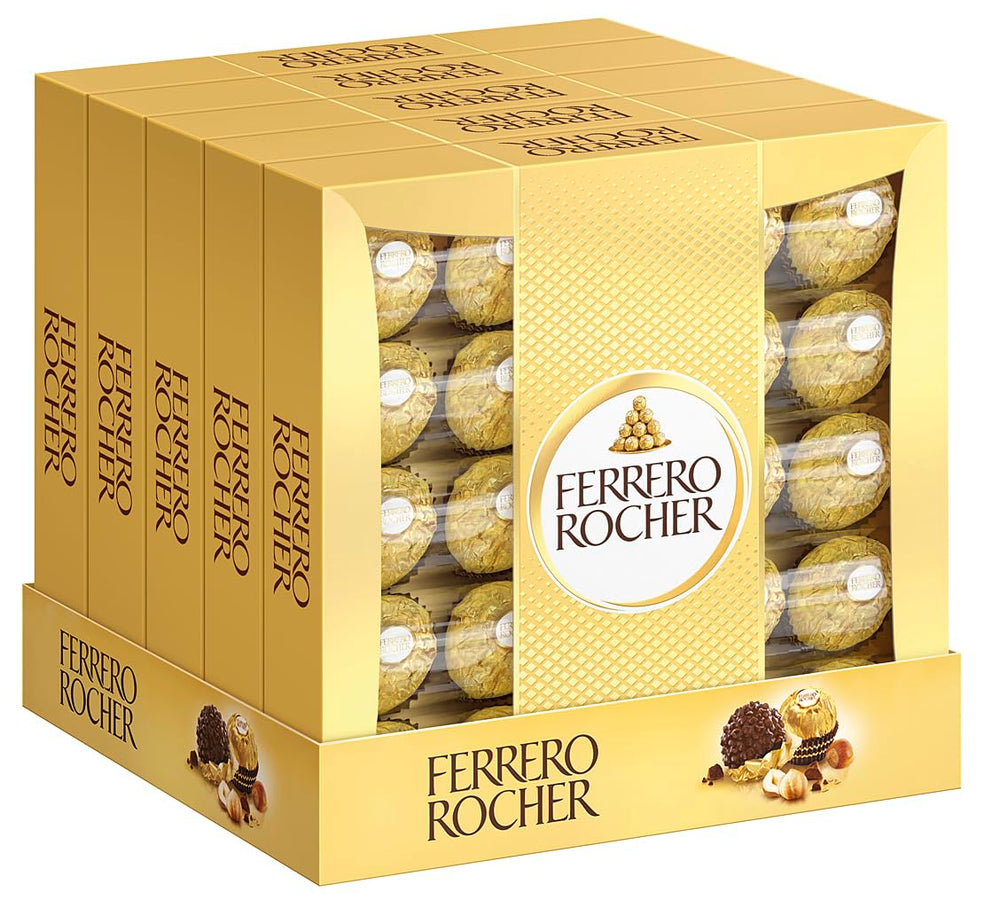 Ferrero Rocher - Ropogós és krémes mogyoró különleges praliné - Valentin-napi ajándék neki és neki - 16 csomag, 4 db egyedi praliné