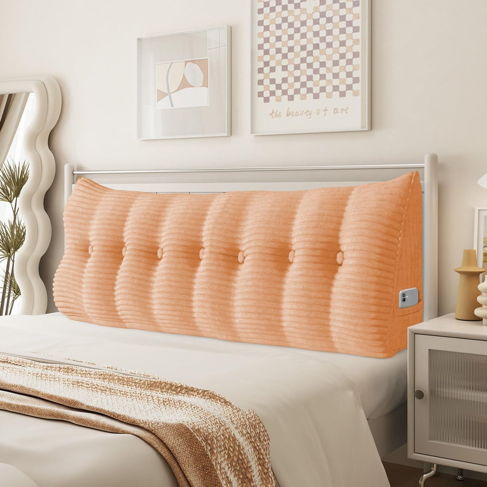 Pernă Johnear cu pană, pernă de citit pentru pat și canapea, pernă pentru spătar, pernă pentru tăblie, pernă lombară triunghiulară mare (gri, 45 cm)