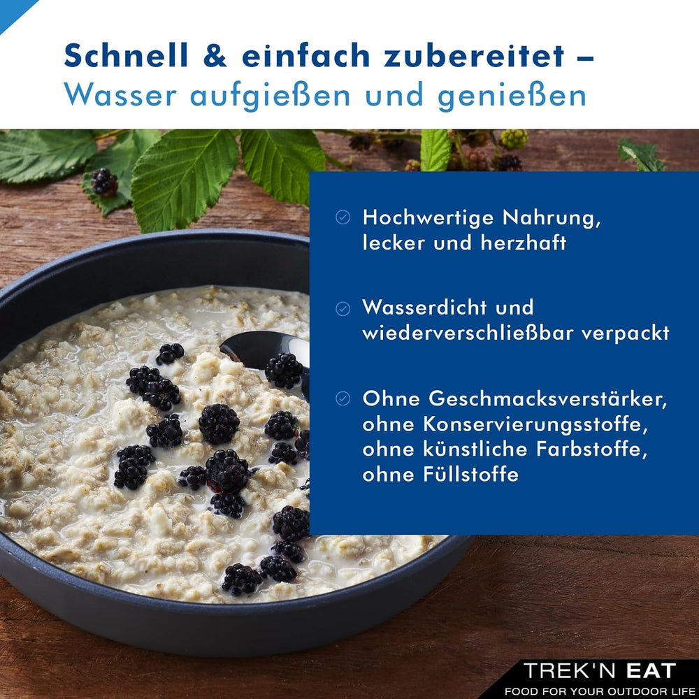 Trek'n Eat Protein Porridge – Magas fehérjetartalmú reggeli a szabadban | Fagyasztva szárított asztal kempingezéshez, túrázáshoz és expedíciókhoz | Töltő, gyorsan elkészíthető, utazáshoz ideális