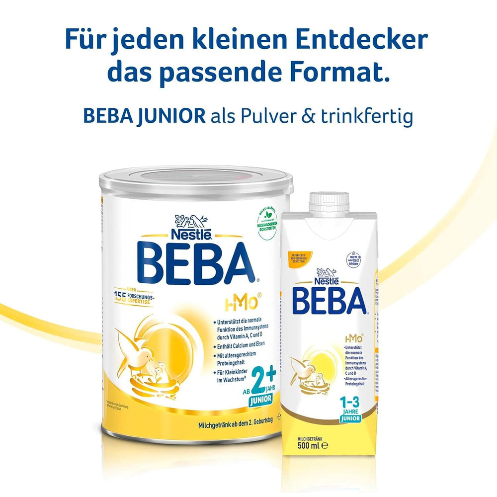 BEBA Junior 2+ 2. születésnapi tejital, HMO 2'-FL bébiétel, csak laktóz, pálmaolaj mentes, 6. csomag (6 x 800 g) Anya és Baba Naty Shop