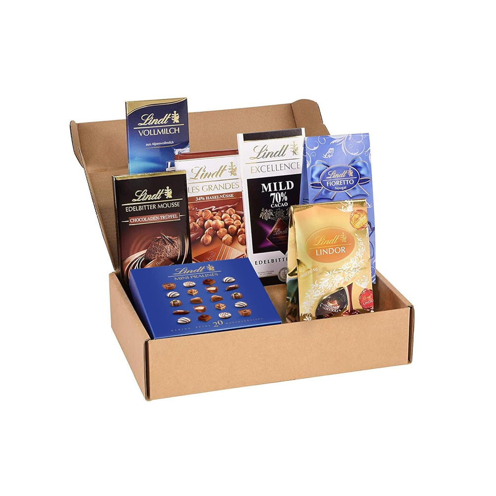 Lindt csokoládé praliné ajándékkészlet | 477g | 5 doboz Lindt praliné a következő változatokban: Exquisite, Mini Praliné, LINDOR Gift, Kis köszönet, Szívből | Praliné ajándék | Csokoládé ajándék
