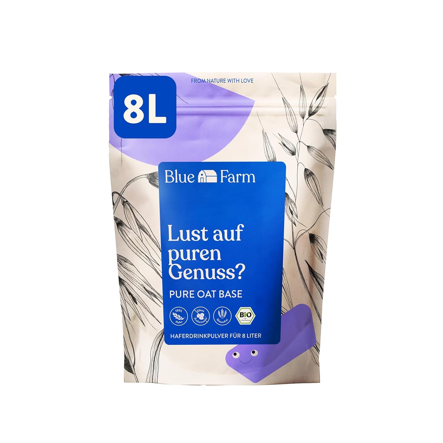 Blue Farm Pure Oat Base für bis zu 8 literes Haferdrink zum Selbermischen – 100% beste Bio-Qualität – 100% vegán, laktóz- és gluténmentes – 90% weniger Verpackungmüll