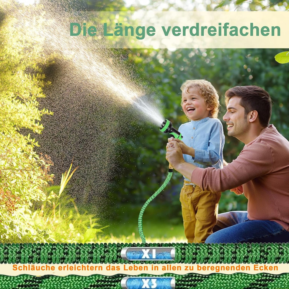 Furtun de grădină extensibil de 45 m, furtun de apă flexibil și retractabil automat, 10 modele de pulverizare, TPE 2500D, conectori metalici, pentru grădini foarte mari, agricultură, curățenie