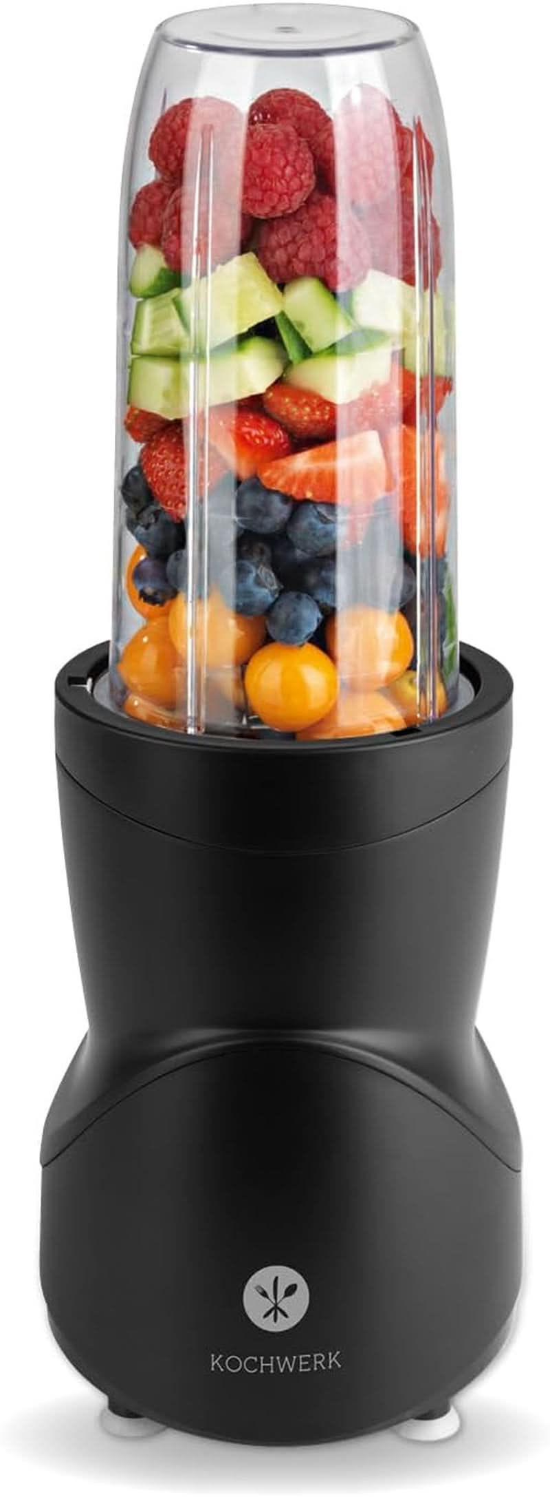 Smoothie Maker 12-Tlg | To-Go Deckel & 4 Mixbehälter | Für Obst, Gemüse & Nüsse | Mítosz Ice-Crush Funkció | Mini-állványkeverő Zum Mixen, Rühren, Zerkleinern, Mahlen, Hacken és Pürieren | BPA-mentes Kitchen Naty Shop