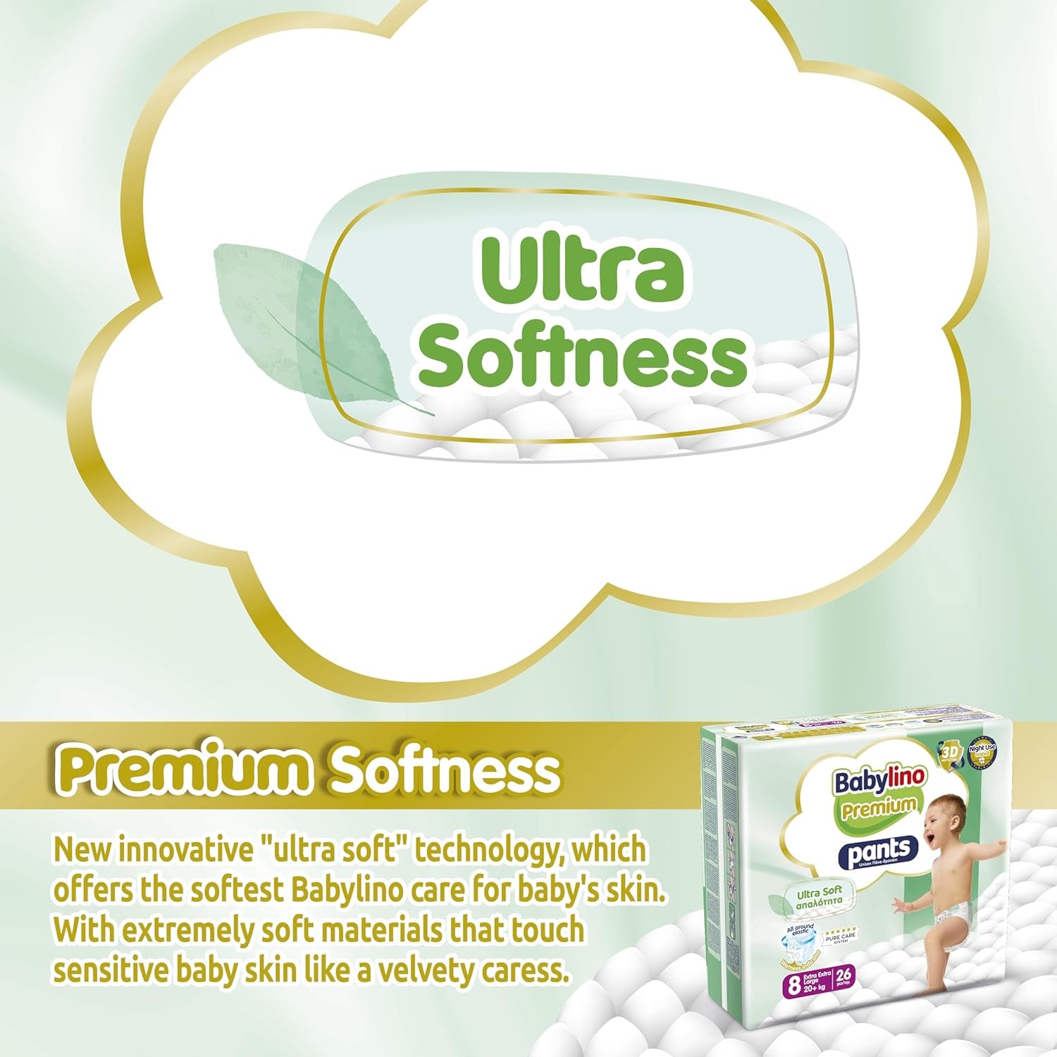 Prémium 8-as méretű nadrág Ultra-Soft szűrővel, XXL (20+ kg), 104 darab