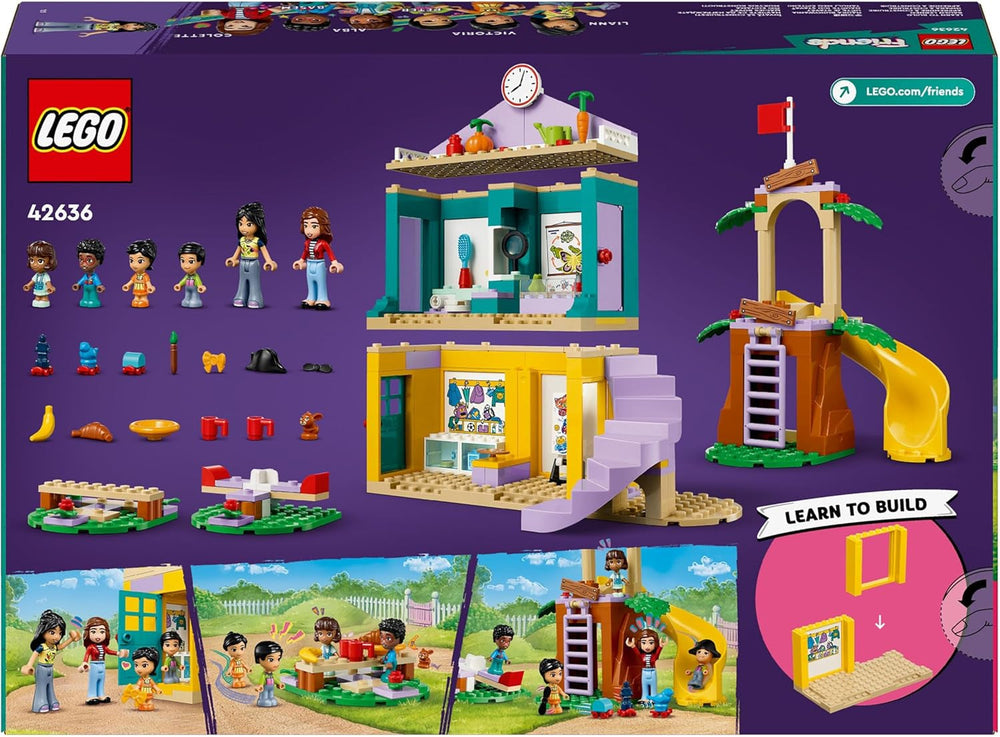 LEGO Friends Heartlake City óvodai játékkészlet 4 éves lányoknak és fiúknak, kreatív szerepjáték 2 figurával és 4 mikrofigurával Szociális fejlesztő játék 42636 Építőkészlet Besuche den LEGO-Store