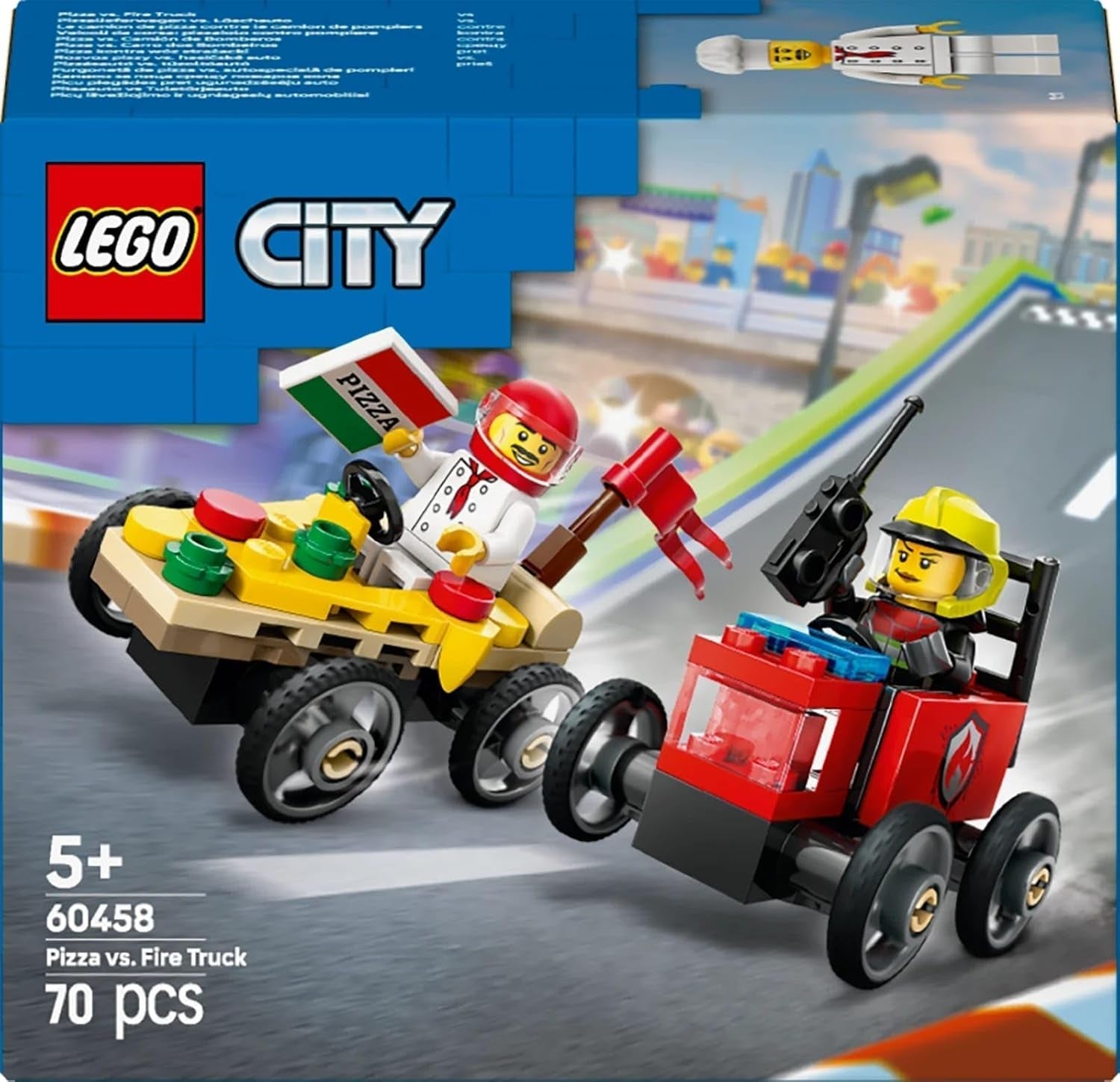 LEGO City pizzaszállító furgon vs. Pizza kamion - Szappandobozos játék lányoknak és fiúknak 5 éves kortól - Építőkészlet 2 sofőr minifigurával - Születésnapi és ünnepi ajándék 60458 Építőkészletek Besuche den LEGO-Store