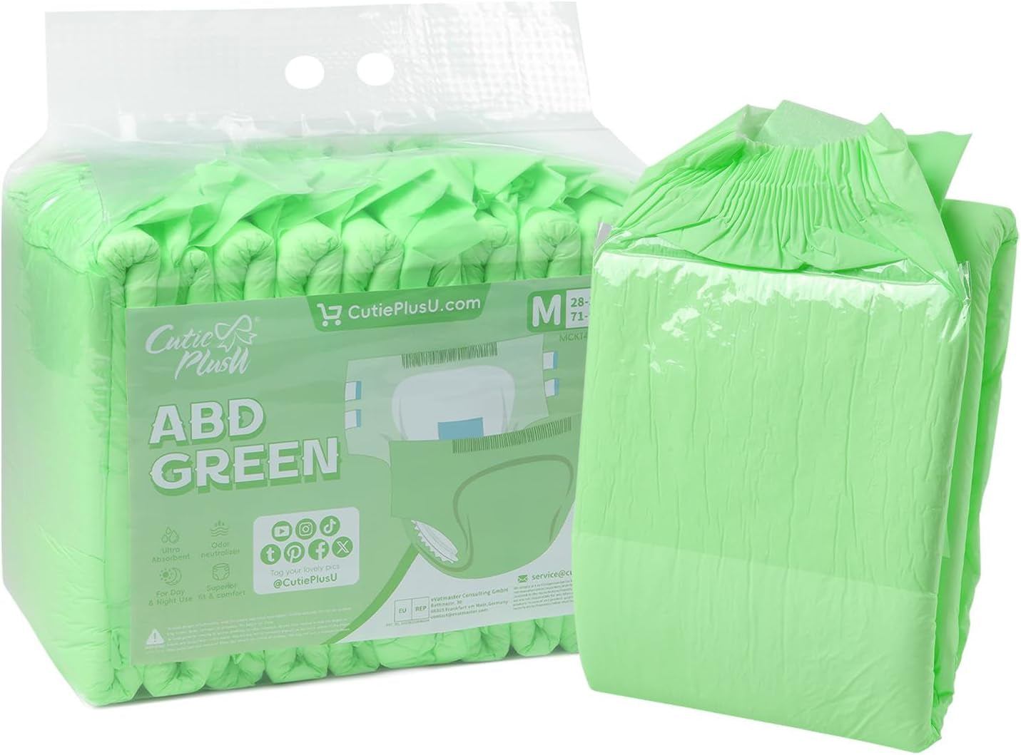 CutiePlusU felnőtt pelenkák, 10 csomag eldobható inkontinencia bugyi hurkokkal nőknek és férfiaknak, maximális nedvszívó képességgel éjszaka - kék (nagy méret, 94-119 cm)