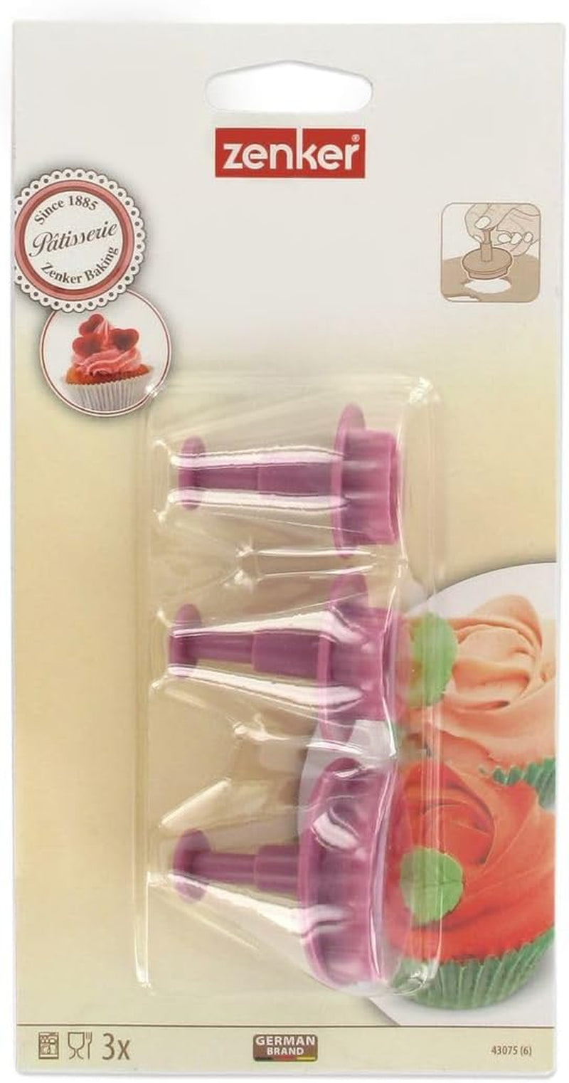 Set de forme pentru biscuiți Zenker „Frunză” 3 piese SWEET SENSATION, Formă pentru biscuiți cu ștampilă (Culoare: Roz înghețat), Cantitate: 1 set, 3 piese