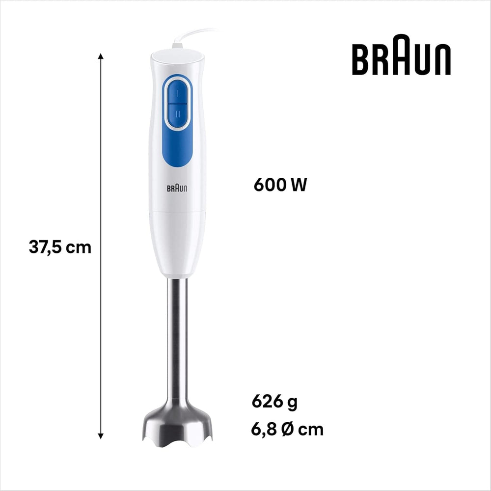 Braun Multiquick2 MQ20236MWH Stabmixer, Mixer Zum Mixen Von Saucen Und Smoothies, 2 Geschwindigkeitsstufen, Zerkleinerer 500 Ml, Becher 600 Ml, Schneebesen Aus Stahl Anya és Gyermek Naty Shop