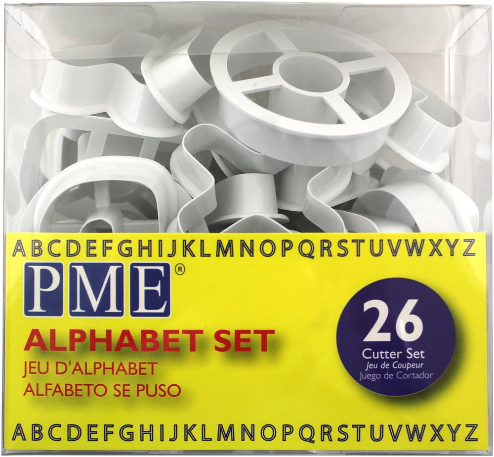 AN300 Forme de biscuiți Jem Alphabet pentru decorarea torturilor și a torturilor din zahăr, asortate, plastic, fildeș, 5 x 1,3 x 5 cm, set de 26 de piese