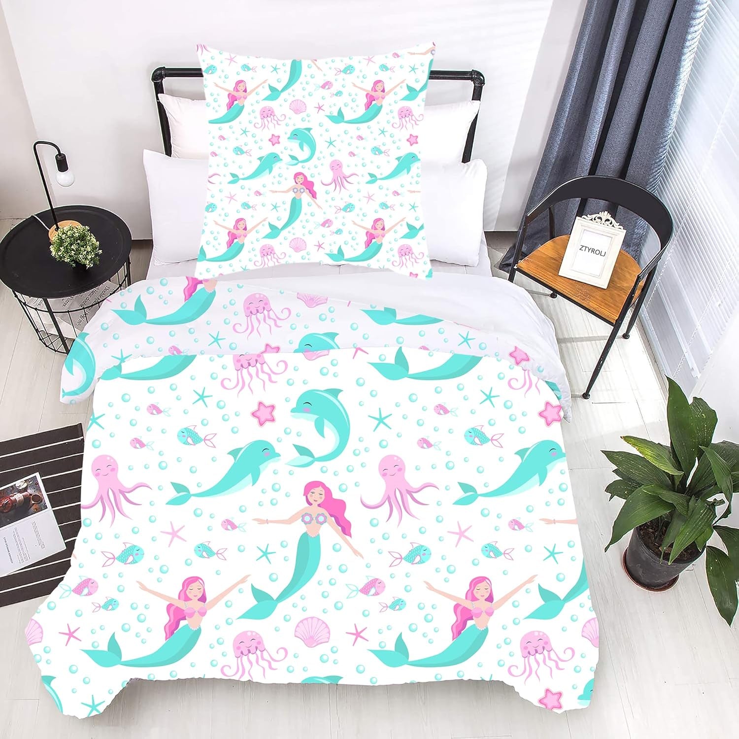 Ágynemű gyerekeknek, többféle méretben és különböző animációs karakterekkel Ágynemű - gyermek Naty Shop Mermaid (5. modell) 200X200Cm+80X80Cm
