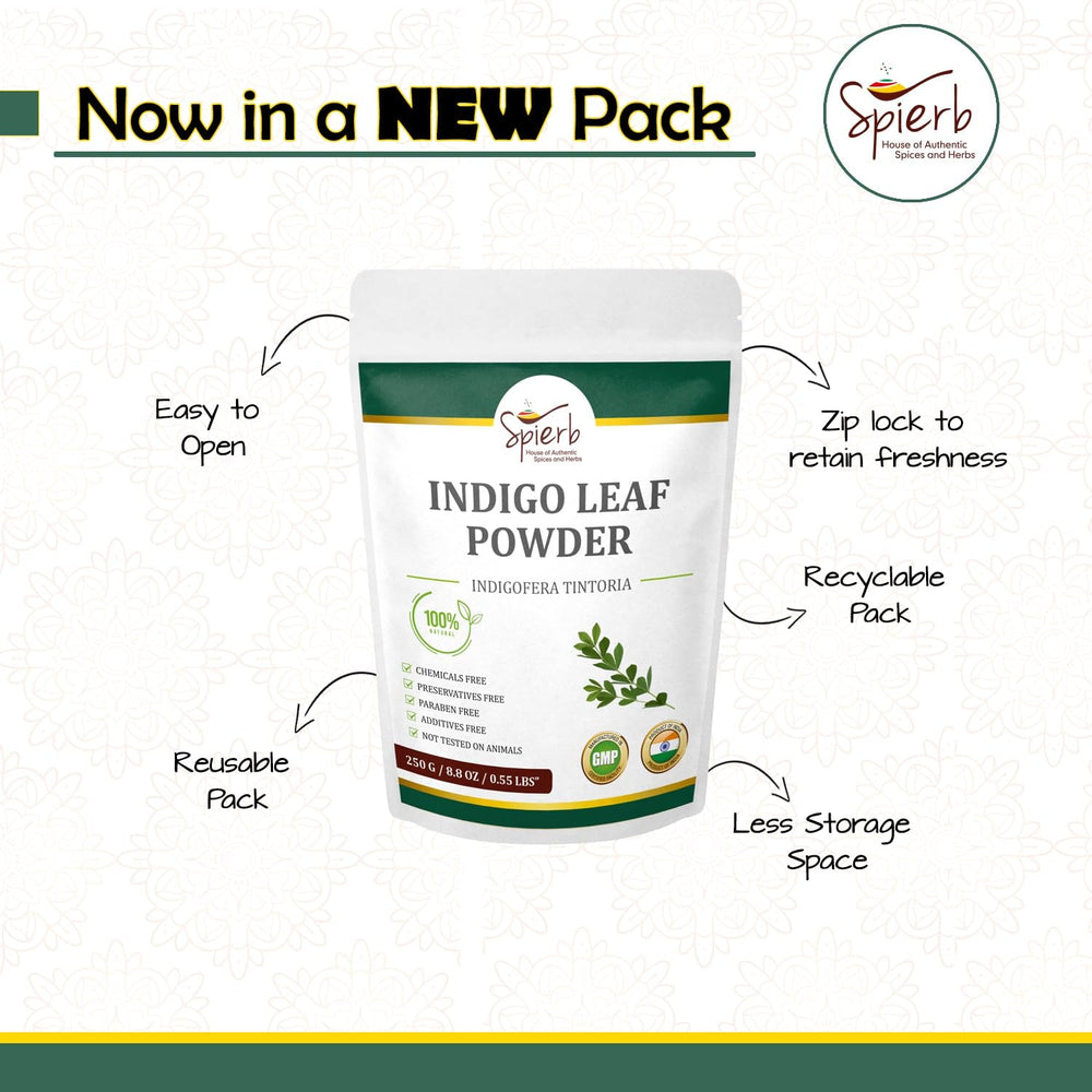 Indigo pulbere (250 Gm / 8.8 oz / 0.55 Lbs) pentru păr pentru utilizare cu pulbere de henna pentru a vopsi părul negru - 100% pur Natural Indigofera tinctoria frunze pulbere vopsea de păr Vopsea pentru par Naty Shop