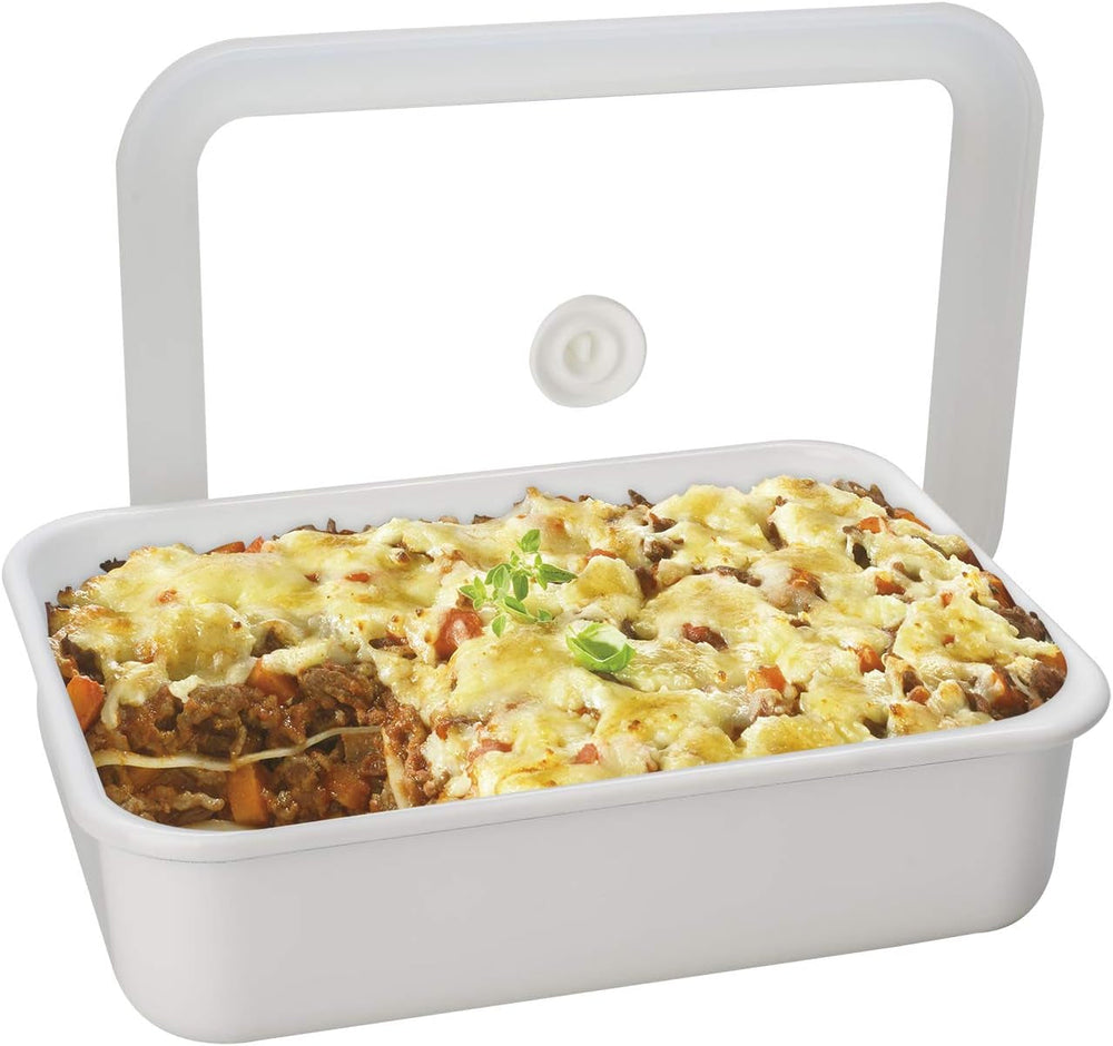 Staniu de depozitare a alimentelor în vid emailat | XL | 1.85L | 23.5 x 17.5 x 7cm | păstrează alimentele proaspete pentru mult mai mult timp | protejează alimentele de bacterii și infestare fungică | fără pompă de vid Cutii depozitare alimente Naty Shop