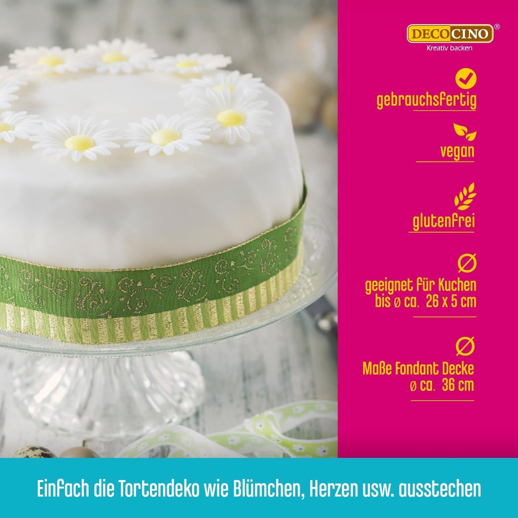 DECOCINO pătură fondant rulată albă - 300g - pătură fondant gata de utilizare, pentru acoperirea și decorarea prăjiturilor și cupcakes - fără gluten și vegană (pachet de 2) Pasta de zahar Naty Shop