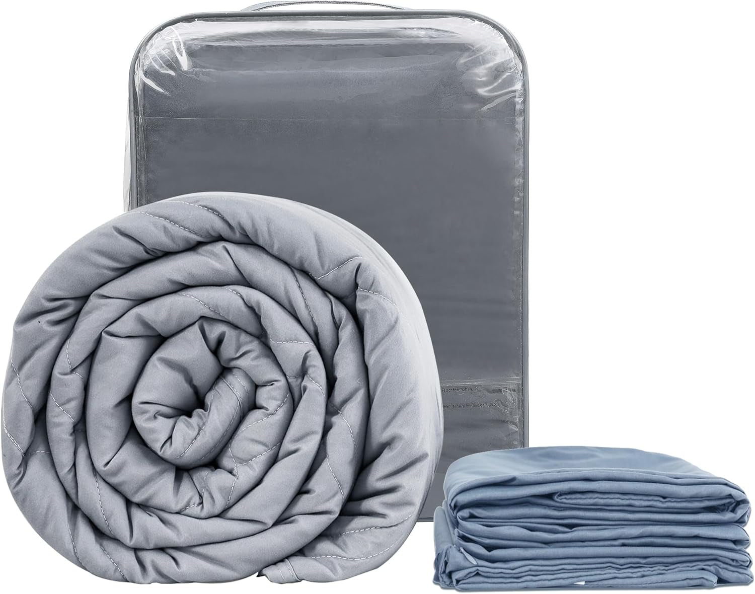 Winthome Pătură ponderată cu capac de plapumă 150X205Cm 10.4Kg, pătură ponderată confortabilă, pătură de terapie anti-stres, pătură grea pentru somn profund și recuperare mai bună, pătură grea pentru adulți (gri) Paturi si Cuverturi Besuche den Winthome-Store Albastru 140X205Cm-8.6Kg