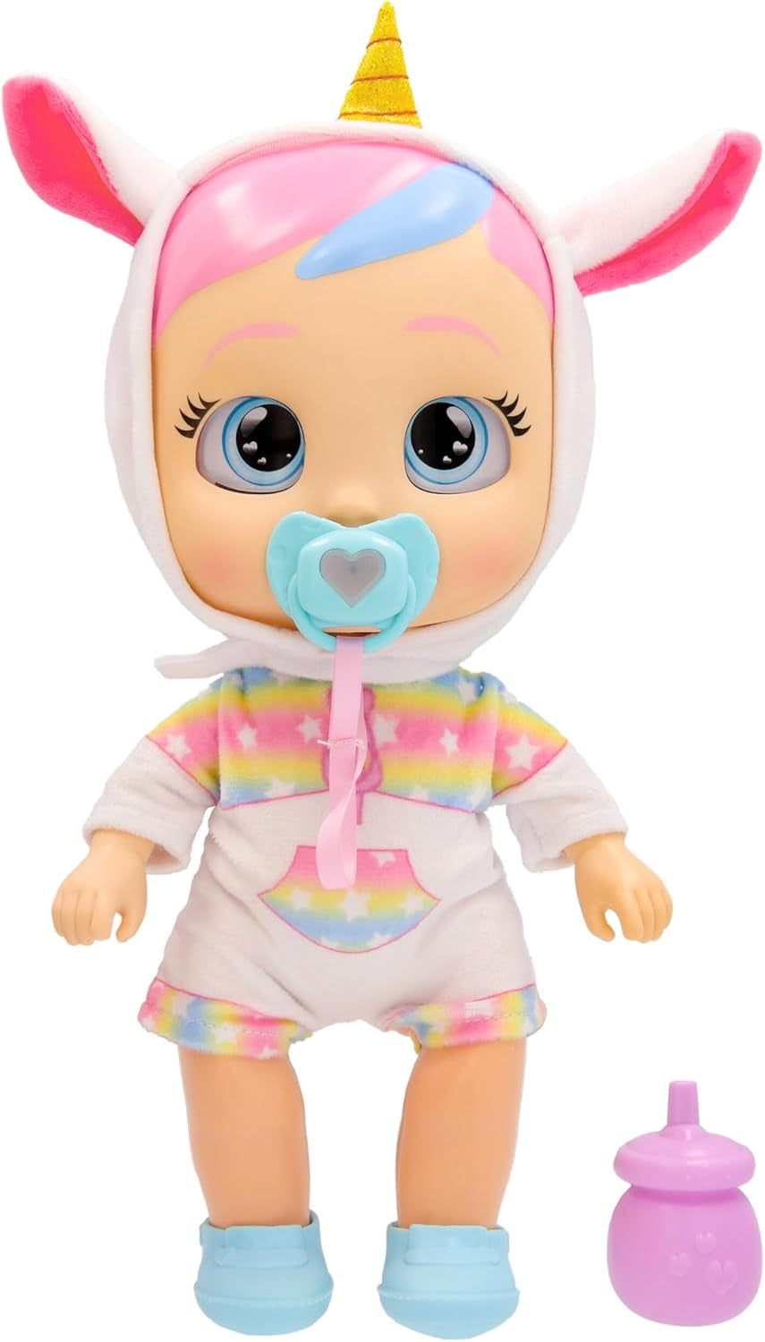 CRY Babies Dreamy Interaktív Puppe Hilf Dreamy bei ihren ersten Schritten – sie gibt über 10 Laute und Reaktionen von Sich und kann leuchtende LED-Tränen weinen. Kinder ab 3 Jahren.