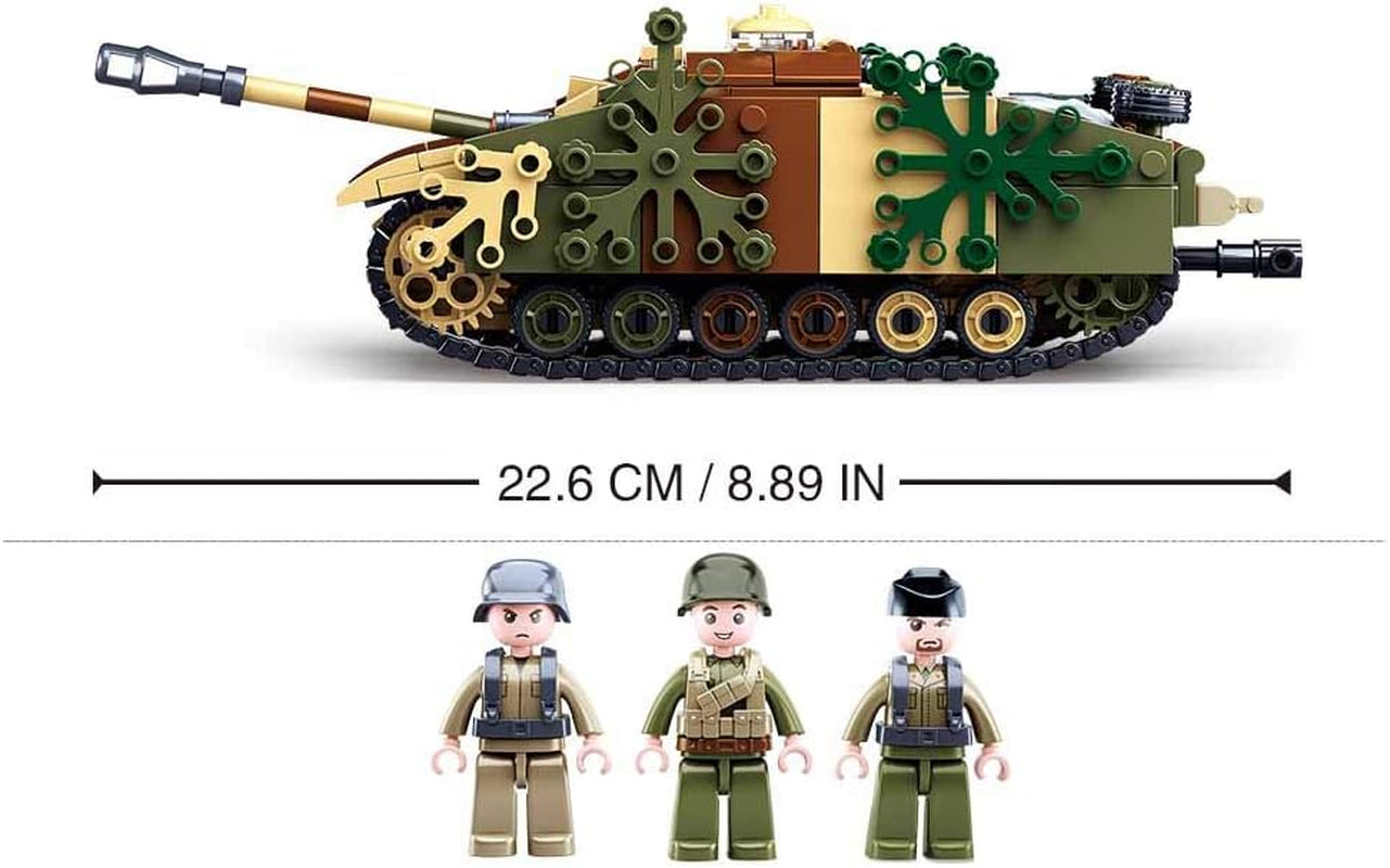 WWII – Deutscher Jagdpanzer (524 Teile), Spielset, Steckbausteine, mit Spielfigur, für Kinder ab 4 Jahren, Mehrfarbig