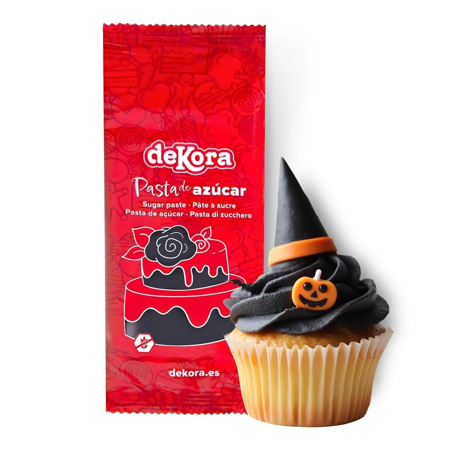 Dekora - Fondant alb din pastă de zahăr 150g - Perfect pentru prăjituri și decorațiuni de copt - Fără gluten și lactoză - Aromă de vanilie - Moale, flexibil și ușor de modelat pentru decorațiuni creative Pasta de zahar Naty Shop Negru