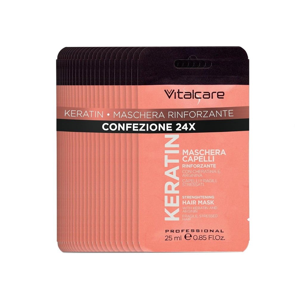 | Keratin - Mască de păr de întărire, pentru păr fragil și deteriorat, cu keratină și arginină, pentru păr mai puternic și mai moale, 4 x 500 ml Masca de par Naty Shop 25 Ml (pachet de 24) Mască