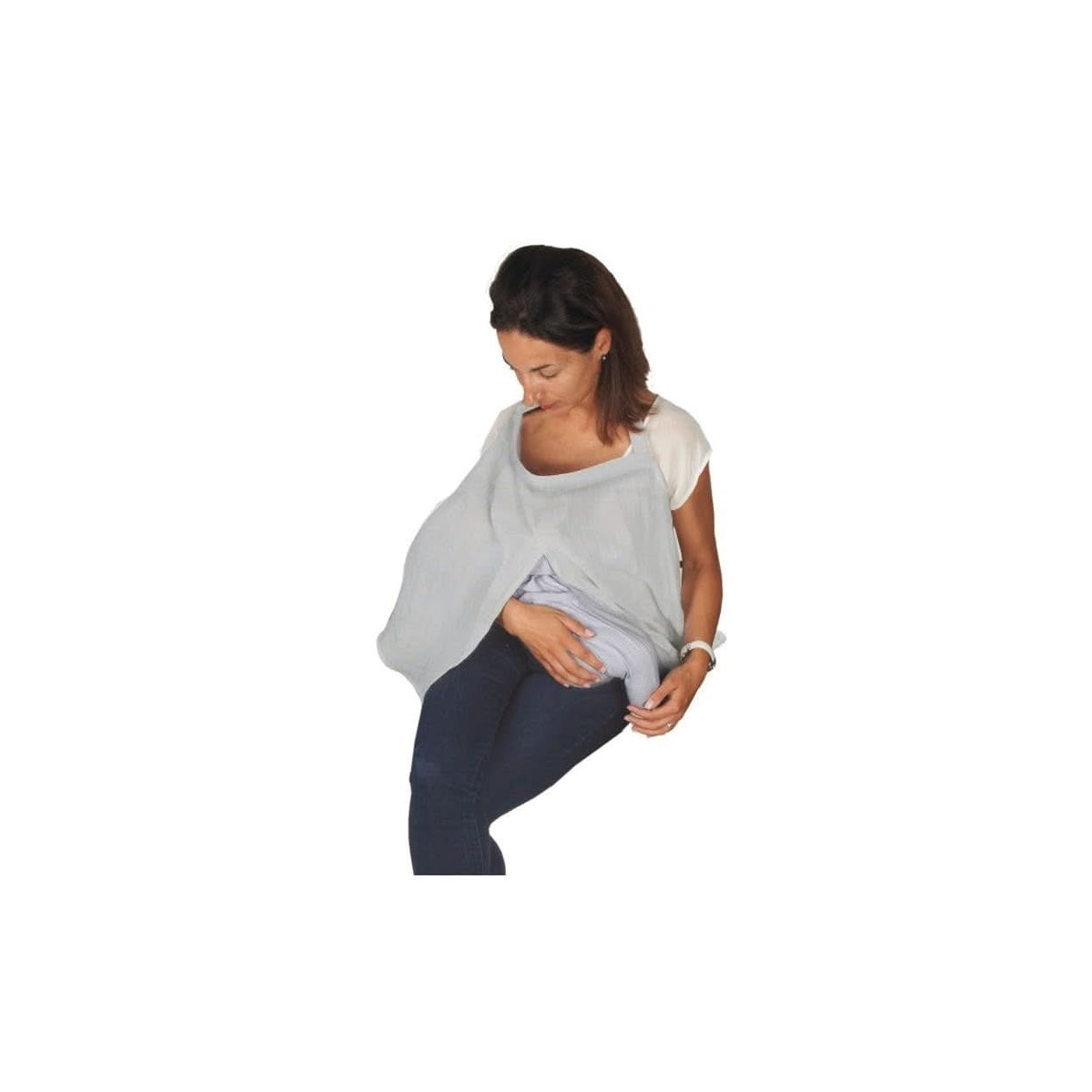 Szoptatós törölköző, fehér bébiétel és szoptatási kiegészítők Naty Shop szürke