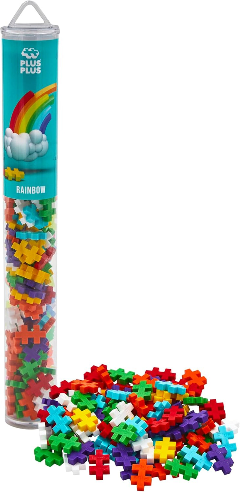 Plus-Plus 9604262 Geniales Konstruktionsspielzeug, Regenbogen, Kreativ-Bausteine Tube, 240 Teile