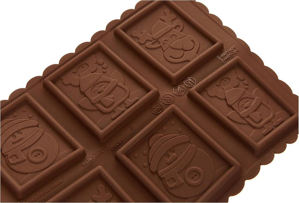silikomart | CKC01 Formă de silicon pentru bomboane de ciocolată SNOWMAN SLIM, antiaderentă, 6 bomboane de ciocolată, pachet de 1 formă pentru bomboane, Easy Choc, 47 x 57 mm, h 5 mm, volum 33 ml, Fabricată în Italia