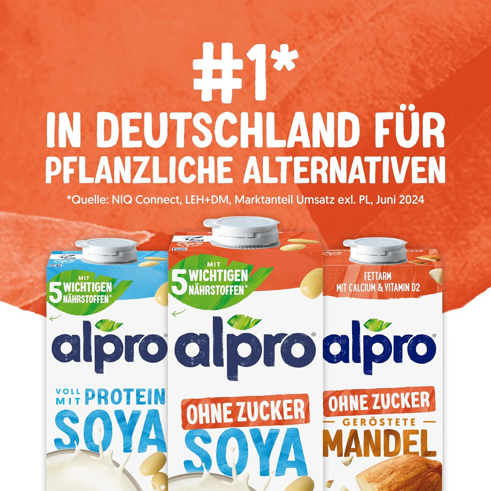 Alpro Sojadrink – Vegan és milchfrei – Von Natur aus laktosefrei und fettarm – Gazdag pflanzlichen Proteinen, inhalált kalcium és vitamin – 8 x 1 l – Haltbar