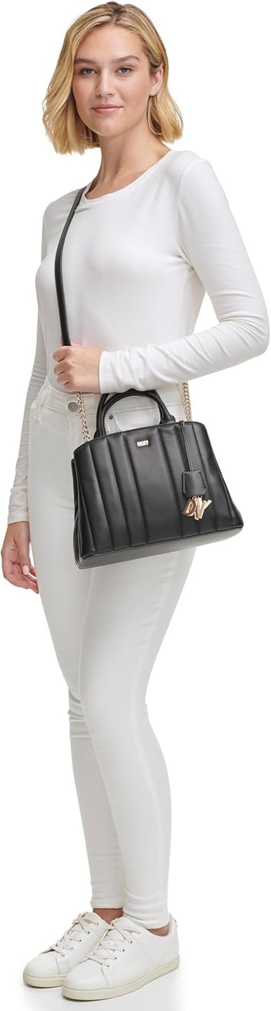 DKNY cu lanț Lexington Park Medium Satchel cu lanț logo, negru / aur, o mărime Genti Femei Naty Shop
