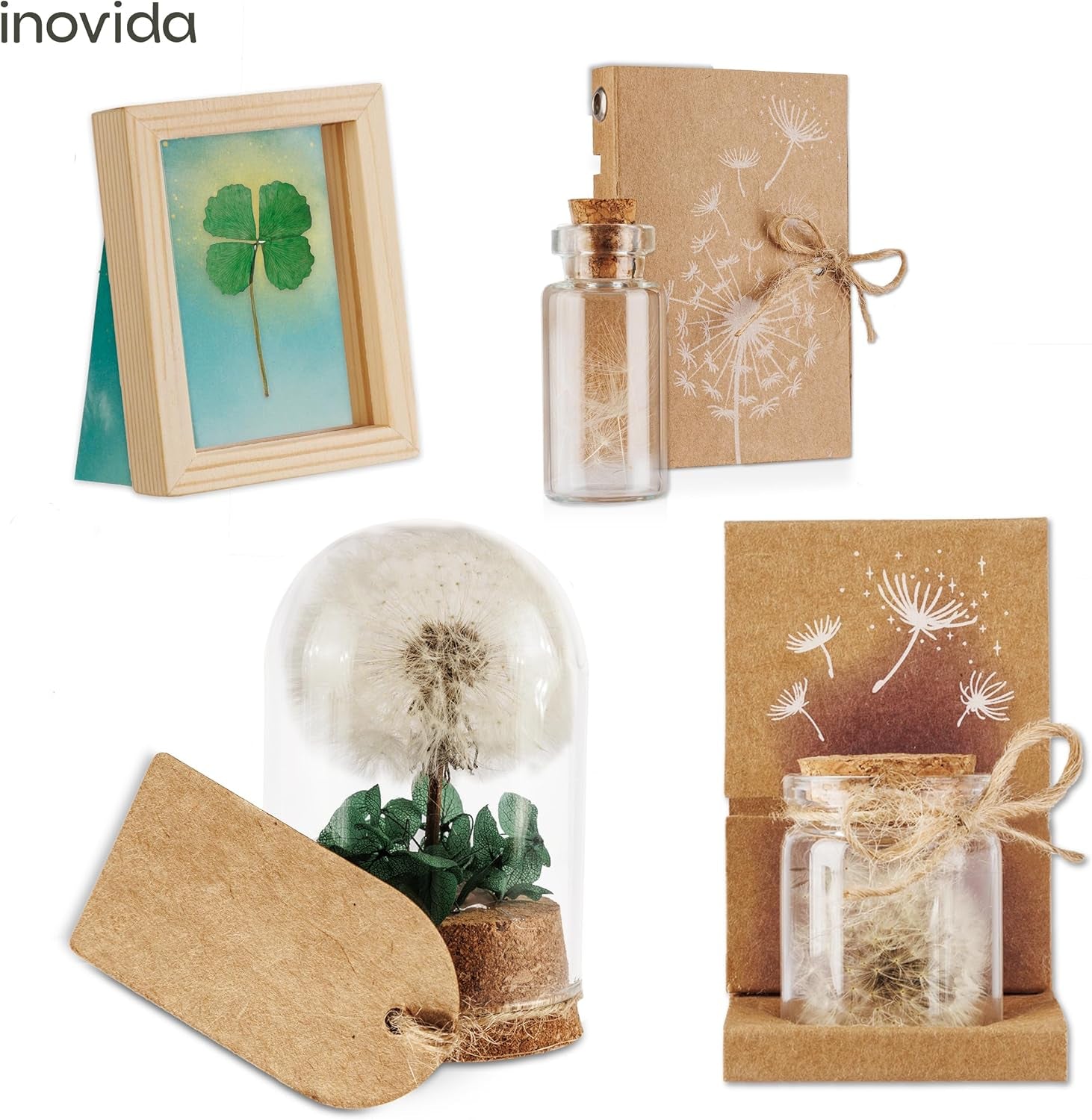 Kleine Glücksbringer: Echtes Vierblättriges Kleeblatt Zum Verschenken Im Holzrahmen – Kleines Geschenk Für Glück – Aufmunterung Geschenke – Dankeschön Geschenke Klein – Glücksbringer Prüfung