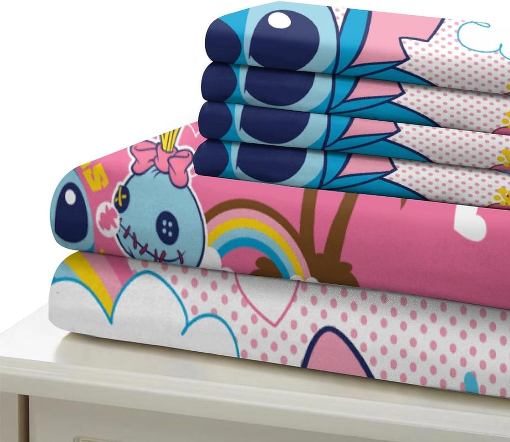 3 részes ágyneműgarnitúra, Stitch ágynemű - gyermek Naty Shop Pink Single (90 X 190)