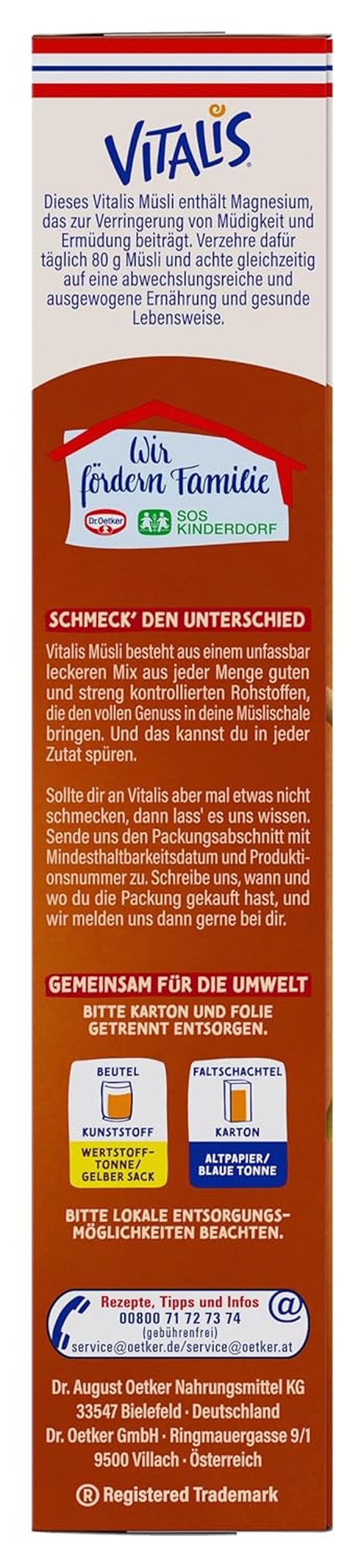 Dr. Oetker Vitalis pirított müzli áfonyával és tökmaggal: Pirított müzli szárított áfonyával, 8 db (8 x 501 g) csomag