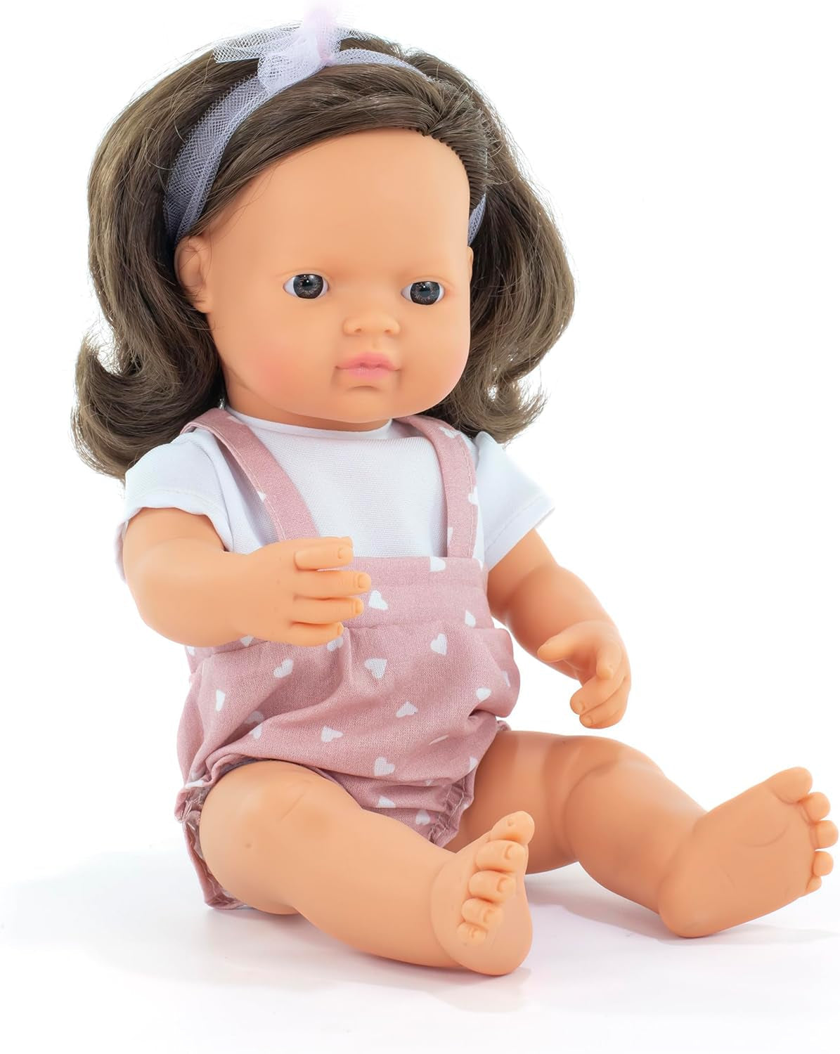 Miniland Puppe, 38cm, europäisches Mädchen mit Vitiligo. In Spanien hergestellt. Anatomisch korrekt. My Friend & Me Collection