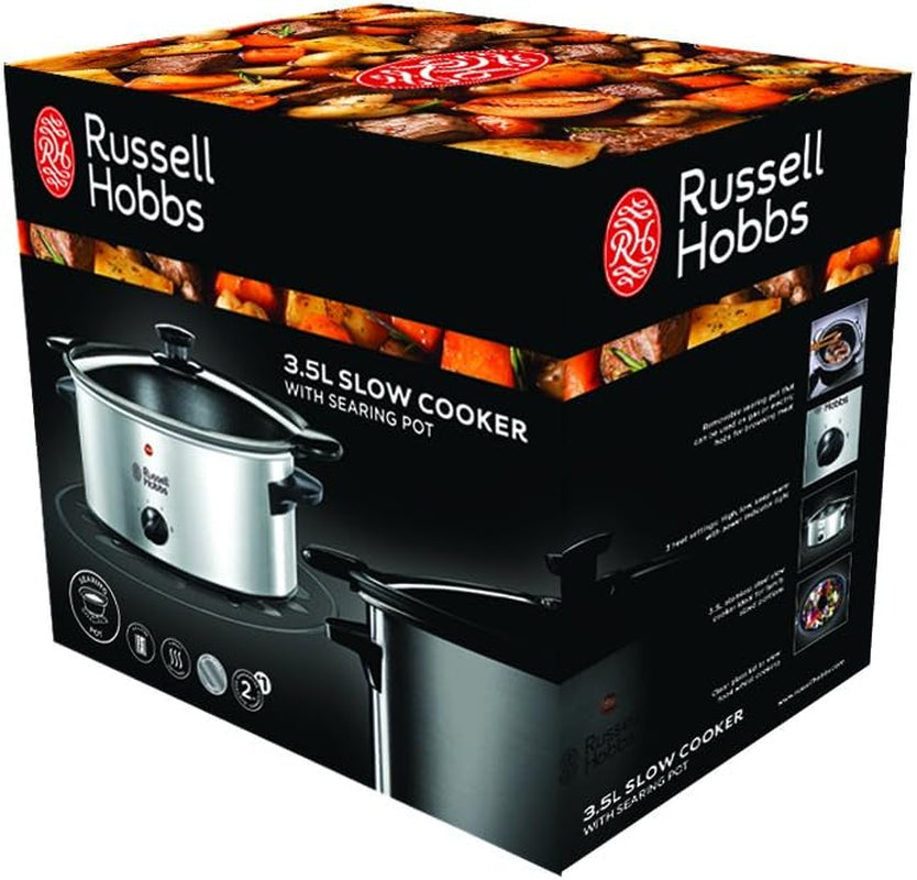 Russell Hobbs lassú tűzhely, 3,5 literes tapadásmentes, rozsdamentes acél, 3 hőmérséklet-beállítás és melegen tartás funkció, 160 W-os lassú tűzhely Naty Shop