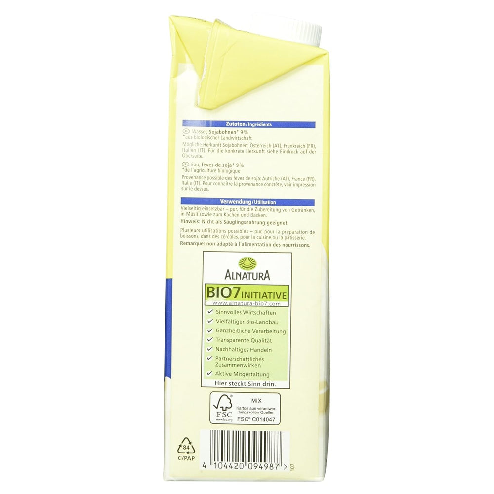 Bio Sojadrink, zsírtalan, gluténmentes, laktózmentes, vegán, 8er Pack (8 x 1 kg)