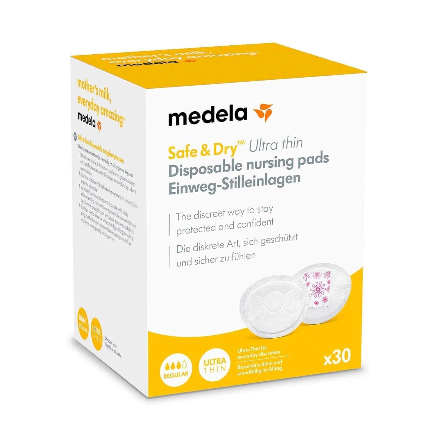 MEDELA Safe & Dry Einweg-Stilleinlagen, Ultradünn, Einzeln Verpackt, 30 Stück kiegészítők Élelmiszer és szoptatás Bebe Naty Shop